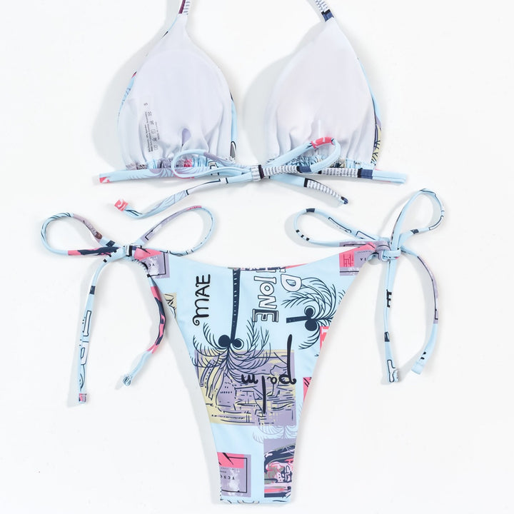Damen verstellbarer Triangel-Bikini mit modischem Druck Echo Archiv