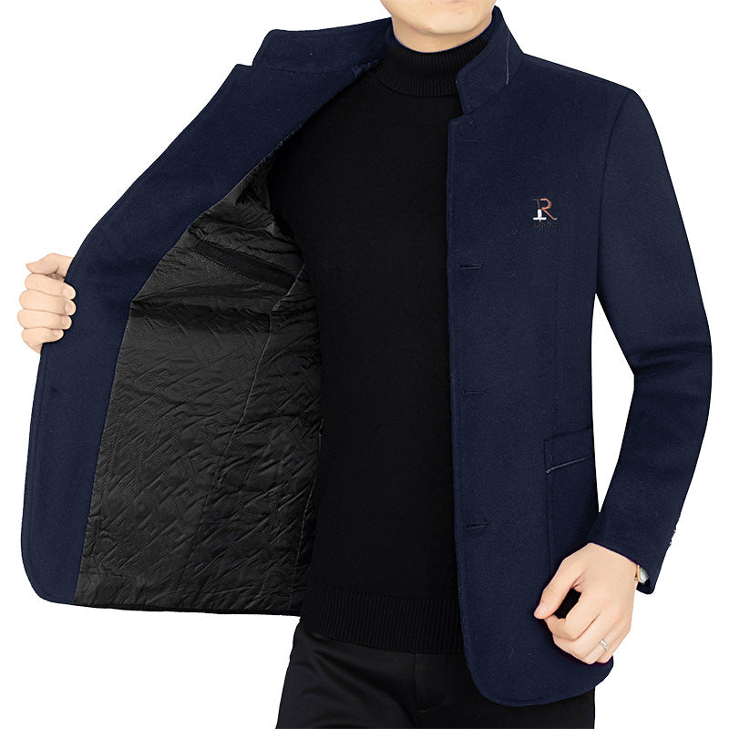 Herren Wollmantel mit Stehkragen und gesteppter Thermofütterung – Montevé