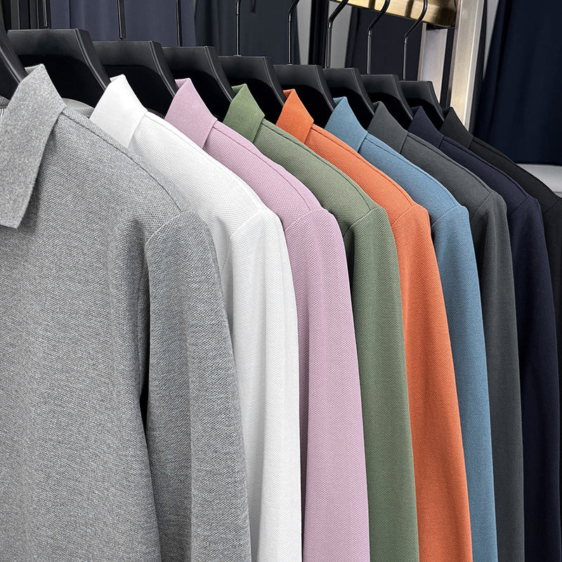 Herren Langärmliges Polohemd mit strukturiertem Design und atmungsaktiven Eigenschaften Echoarchiv
