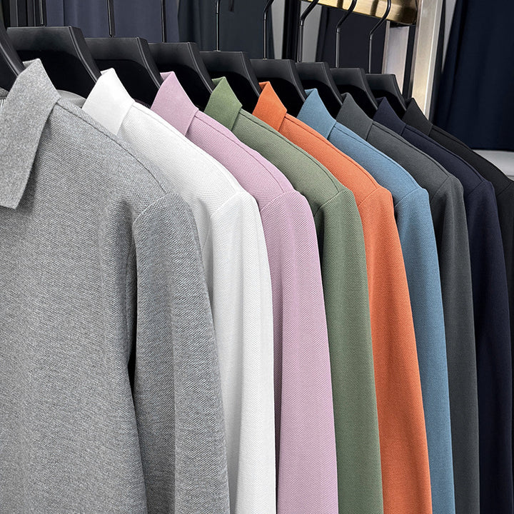 Herren Langärmliges Polohemd mit strukturiertem Design und atmungsaktiven Eigenschaften Echoarchiv