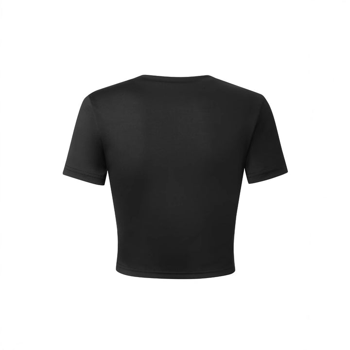 Damen cropped T-Shirt mit kreativem Handmotiv Echo Archiv