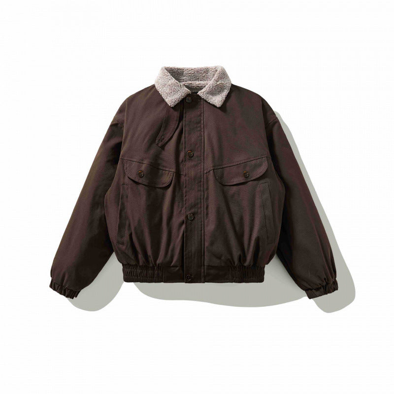 Herren Boxy-Utility-Bomberjacke mit Sherpa-Kragen und verdeckter Druckknopfleiste Echo Archiv