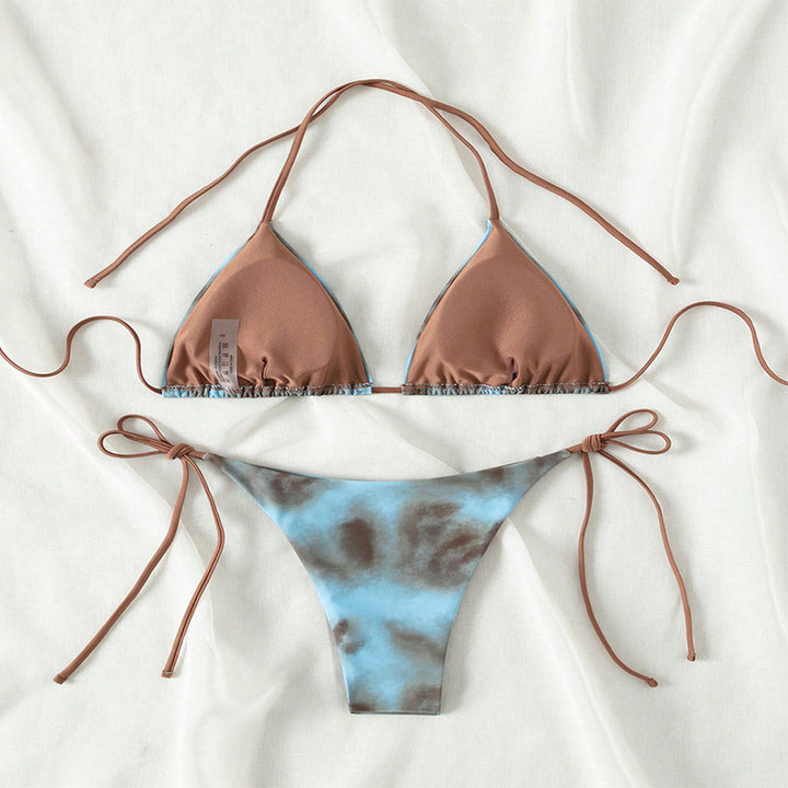Damen Triangel Bikini mit verstellbaren Bindebändern und raffiniertem Rüschendesign Echo Archiv
