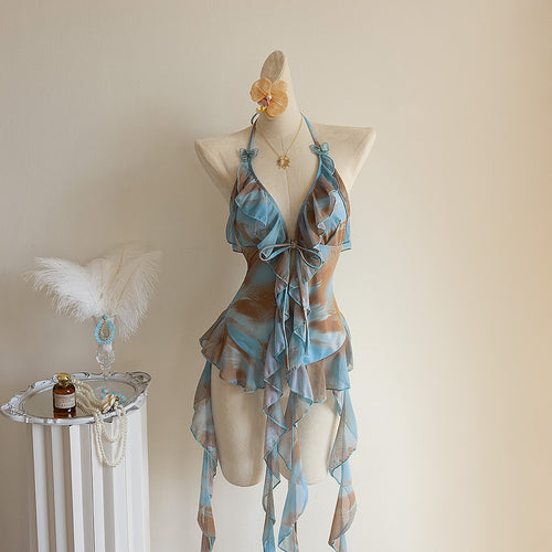 Damen Strandkleid mit transparenten Volants Echo Archiv