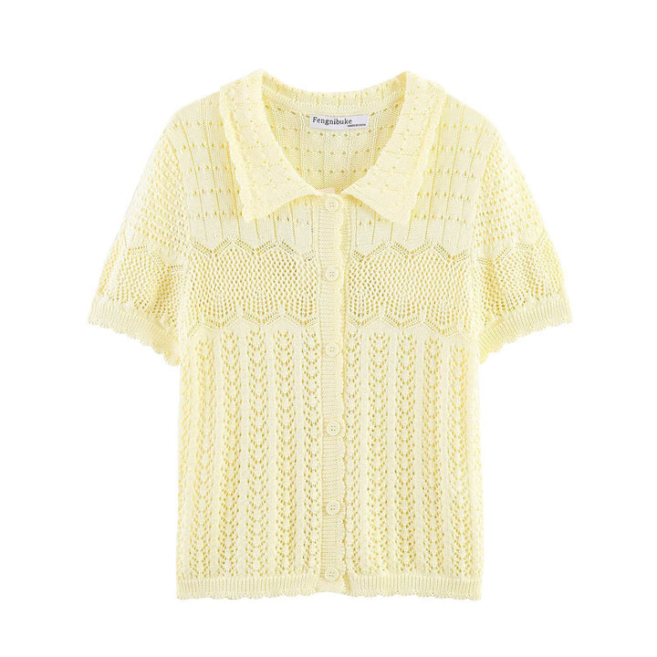 Damen luftige Strickjacke mit feinen Lochmustern und knöpfbarem Design Echo Archiv