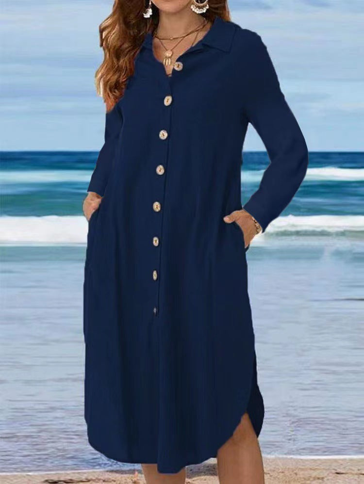 Damen Hemdblusenkleid mit Knopfdetail und schwingendem Saum Echo Archiv