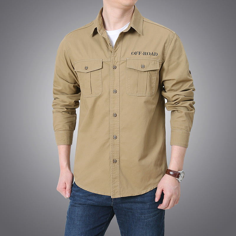 Herren nan langärmeliges Workwear-Hemd mit Druckknopf-Brusttaschen und aufrollbaren Ärmeln Echo Archiv