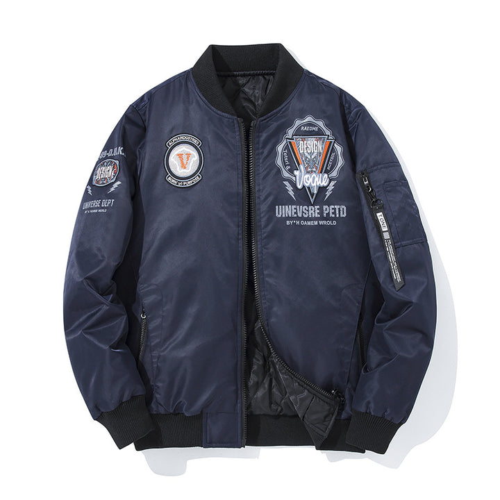 Men's urban patched utility zip-up bomber with sleeve pen pocket – Brevano