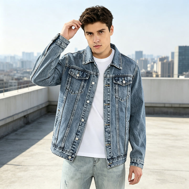 Herren Klassische Denimjacke mit modernen Akzenten Echoarchiv