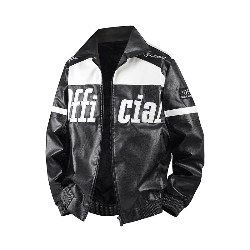 Herren Modische Kunstlederjacke mit Symbol-Design Echo Archiv