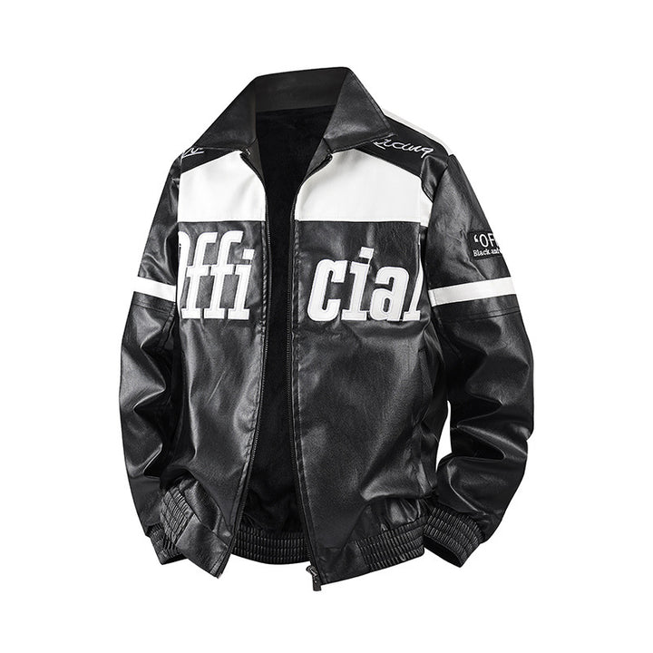 Herren Modische Kunstlederjacke mit Symbol-Design Echo Archiv