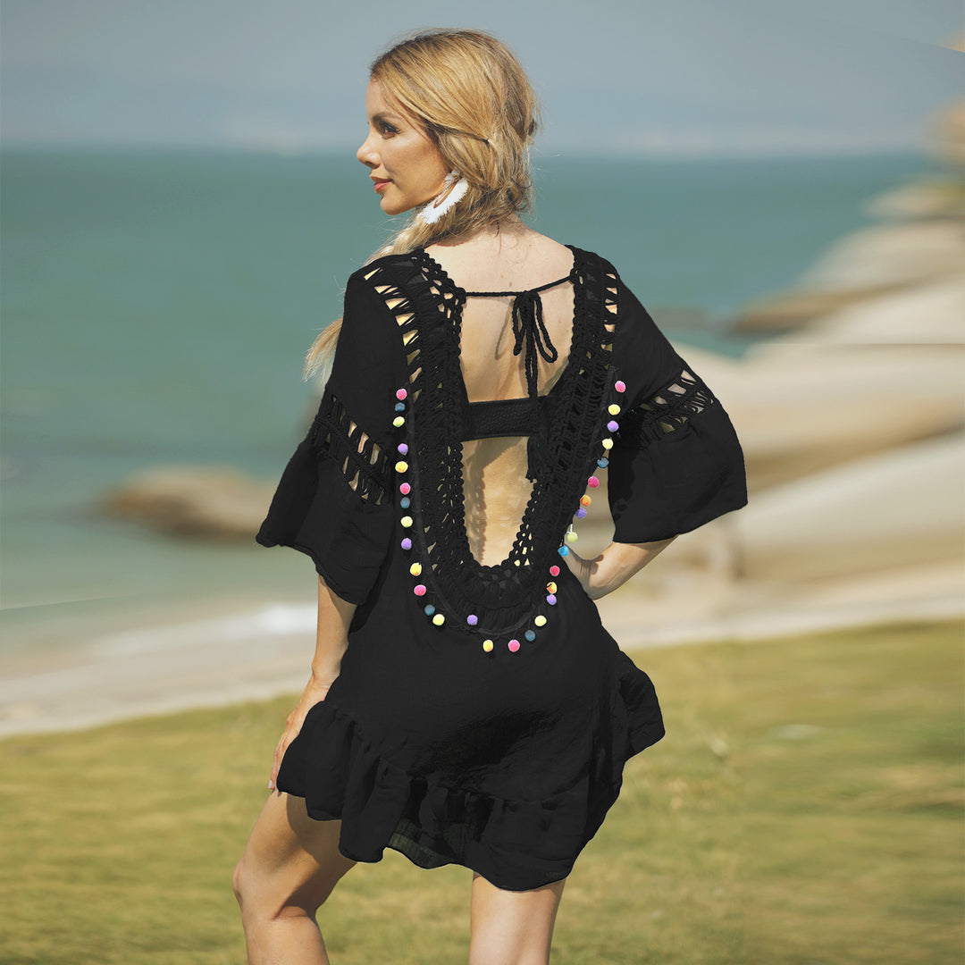 Damen Freizeitkleid mit raffinierten Lochmustern und voluminösen Ärmeln Echo Archiv