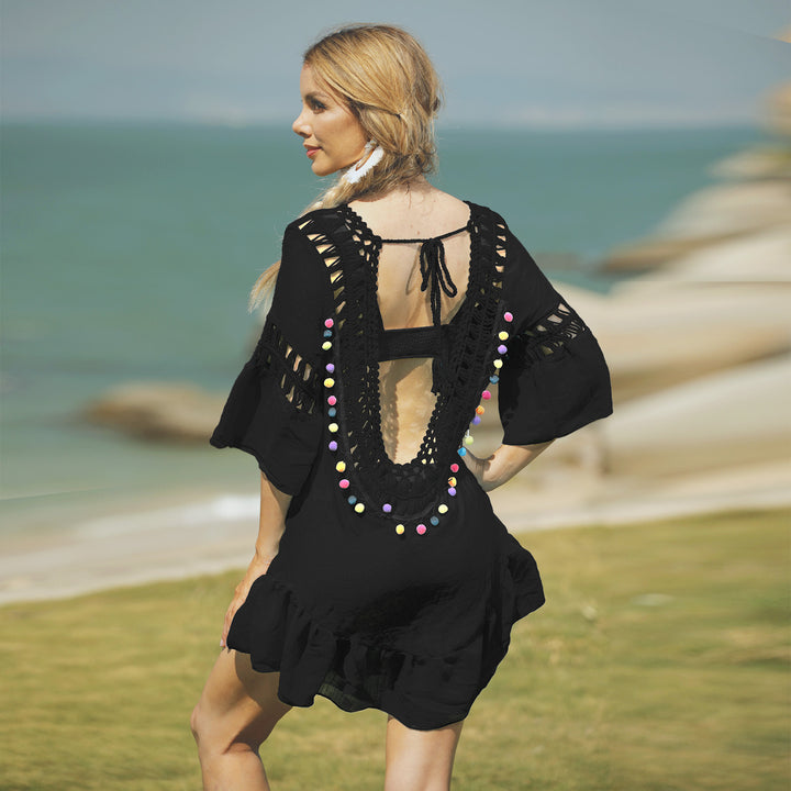 Damen Freizeitkleid mit raffinierten Lochmustern und voluminösen Ärmeln Echo Archiv