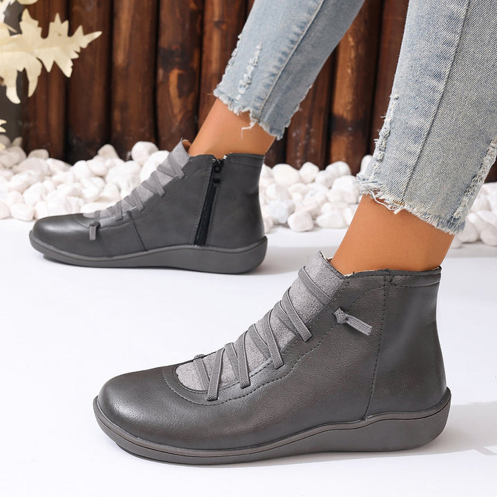 Damen nan sportliche knöchelhohe Schnürstiefelette mit seitlichem Reißverschluss und flexibler Gummisohle Echo Archiv