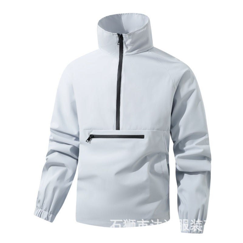 Herren Wind- und Wasserabweisende Anorak-Pulloverjacke mit Halbreißverschluss und Kängurutasche Echoarchiv