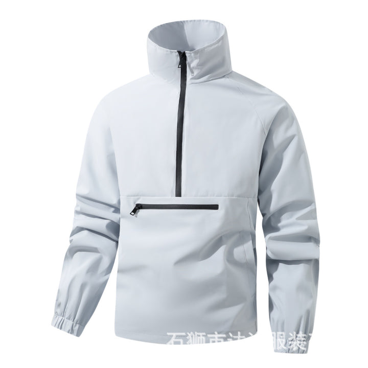 Herren Wind- und Wasserabweisende Anorak-Pulloverjacke mit Halbreißverschluss und Kängurutasche Echoarchiv