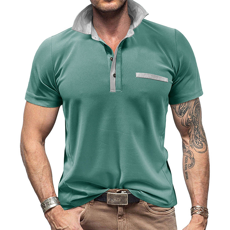 Herren modisches Polohemd mit kontrastierenden Kragen und Brusttasche Echoarchiv