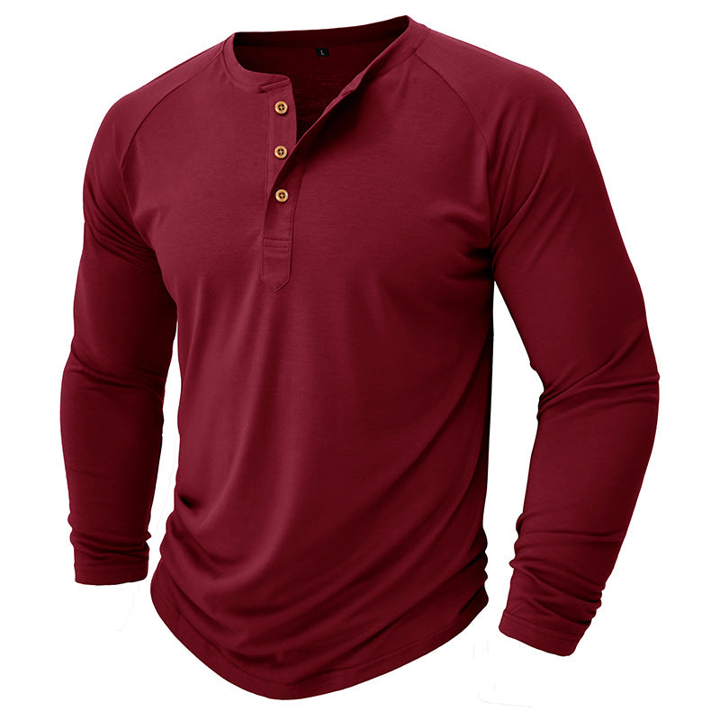 Herren Langarm-Henley-Shirt mit modernem Schnitt und einzigartigen Details Echoarchiv