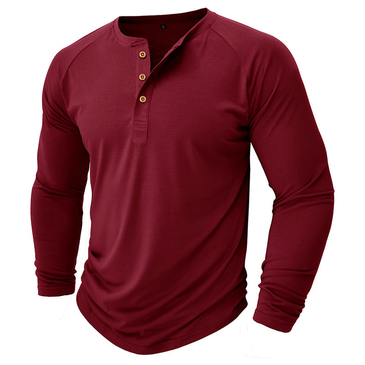 Herren Langarm-Henley-Shirt mit modernem Schnitt und einzigartigen Details Echoarchiv