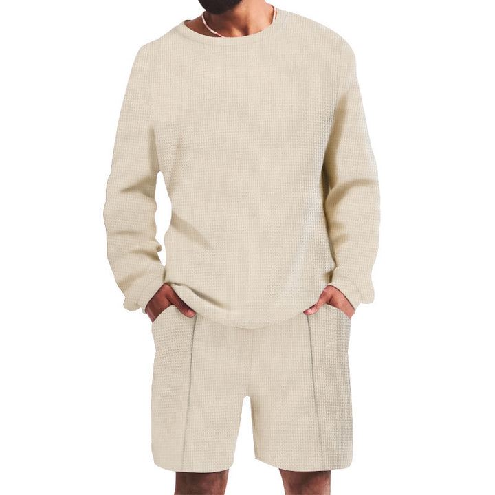 Herren lässiges Sweatshirt- und Shorts-Set mit strukturiertem Design Echoarchiv