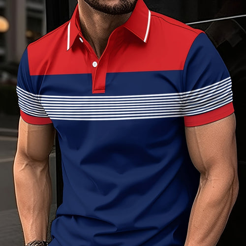 Herren Polohemd mit gestreiftem Design und modernem Kragen Echoarchiv