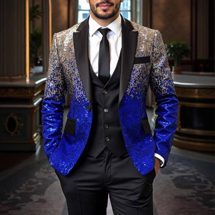 Herren Pailletten‑Sakko mit Satin‑Schalkragen und tailliertem Schnitt Echo Archiv