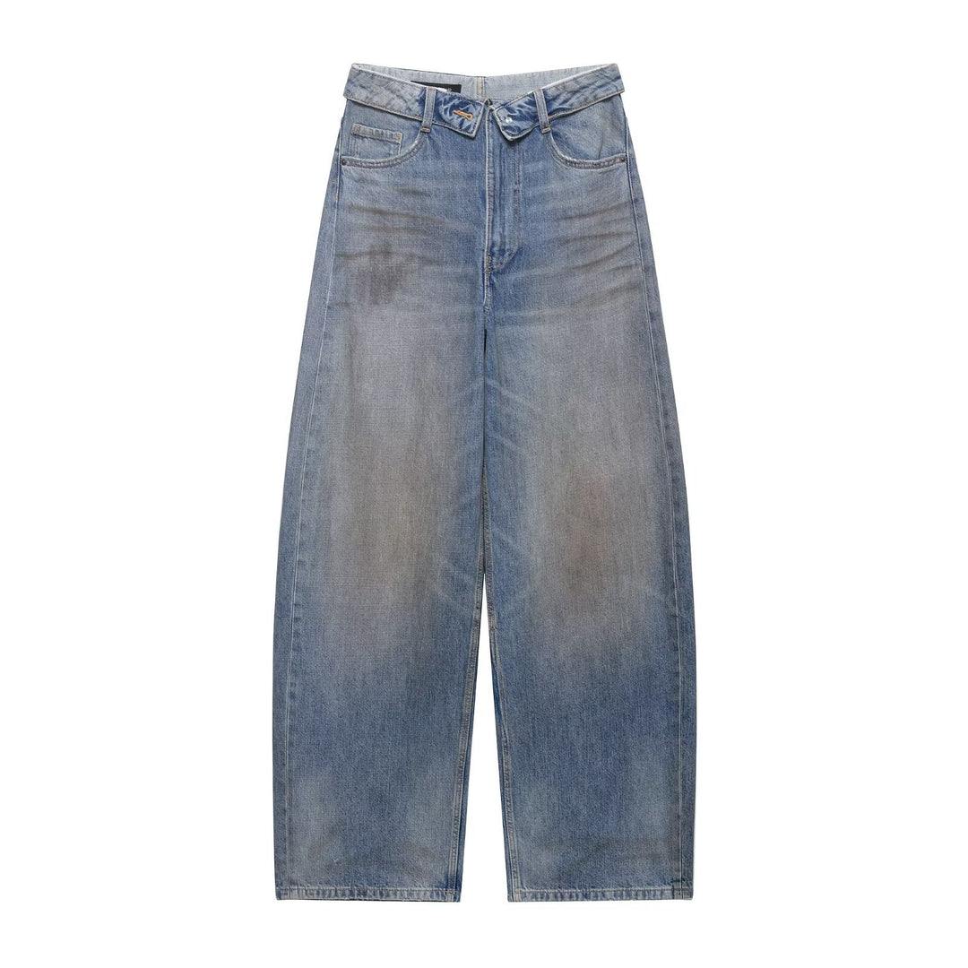 Damen nan weite Highwaist-Jeans im Vintage-Look mit ausgefransten Rissen Echo Archiv