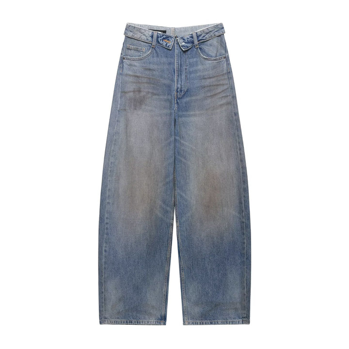 Damen nan weite Highwaist-Jeans im Vintage-Look mit ausgefransten Rissen Echo Archiv
