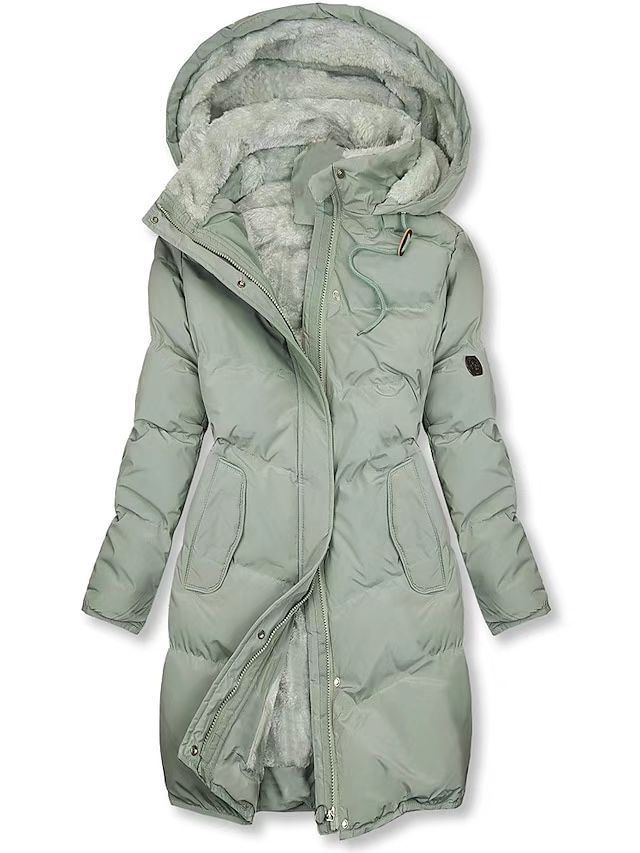Damen gefütterter Winterparka mit abnehmbarer Kapuze und weichem Innenfutter Echoarchiv