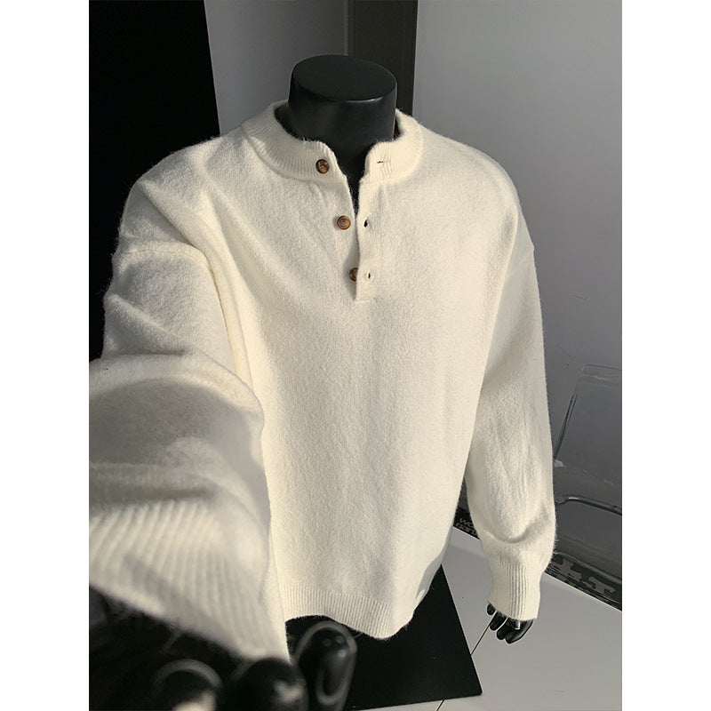 Herren Oversize-Strickpullover mit Henley-Kragen und Halbknopfleiste Echo Archiv