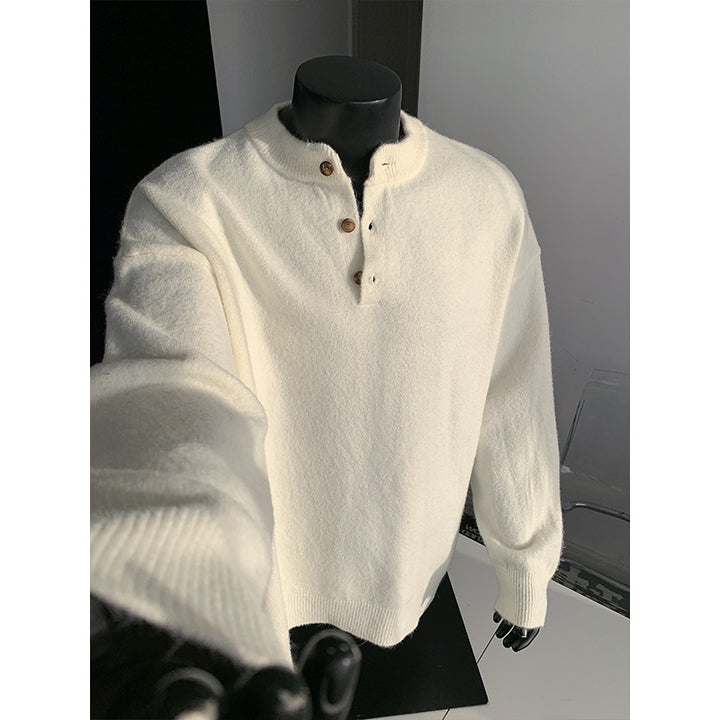 Herren Oversize-Strickpullover mit Henley-Kragen und Halbknopfleiste Echo Archiv