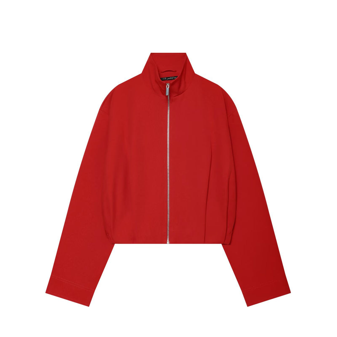 Damen Cropped Blousonjacke mit hohem Stehkragen, kastiger Silhouette und durchgehendem Metallreißverschluss Echo Archiv