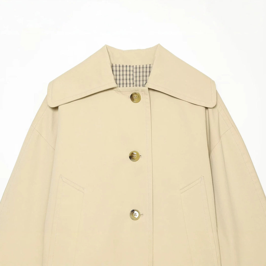 Damen Cropped Utility-Blouson mit übergroßem Reverskragen und Hornknopf‑Front Echo Archiv