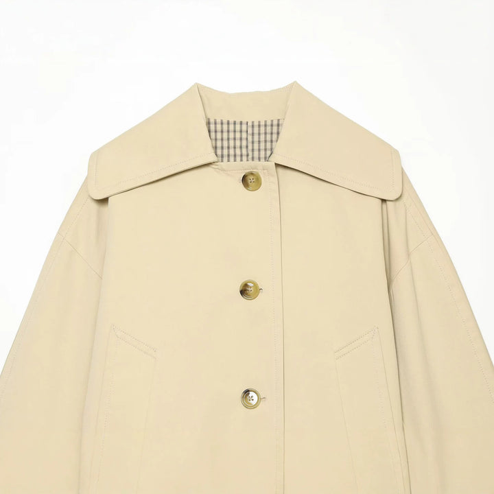 Damen Cropped Utility-Blouson mit übergroßem Reverskragen und Hornknopf‑Front Echo Archiv
