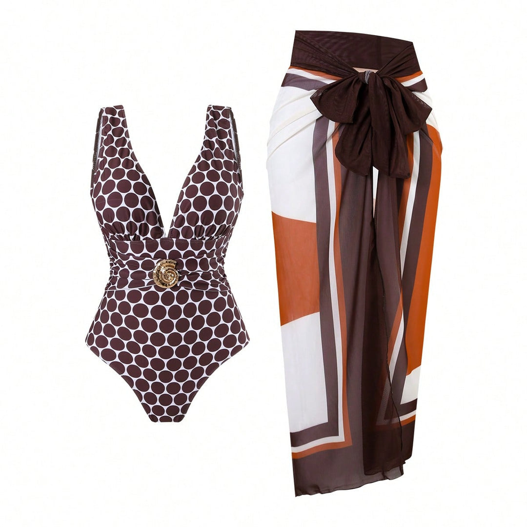 Damen Badeanzug mit femininem Wickelrock und elegantem Schmuckdetail Echo Archiv
