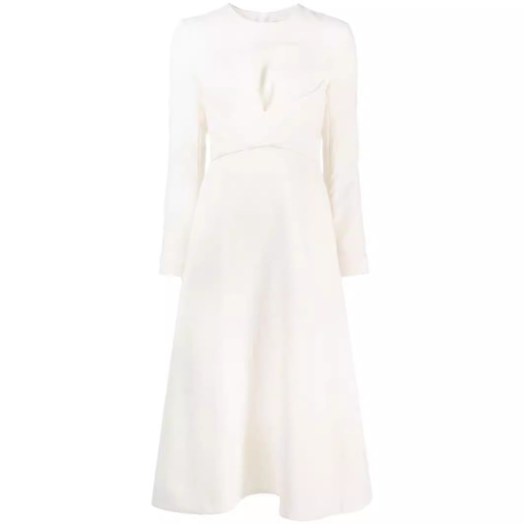 Damen Midikleid mit taillierter Drapierung und A-Linien Rock Echoarchiv