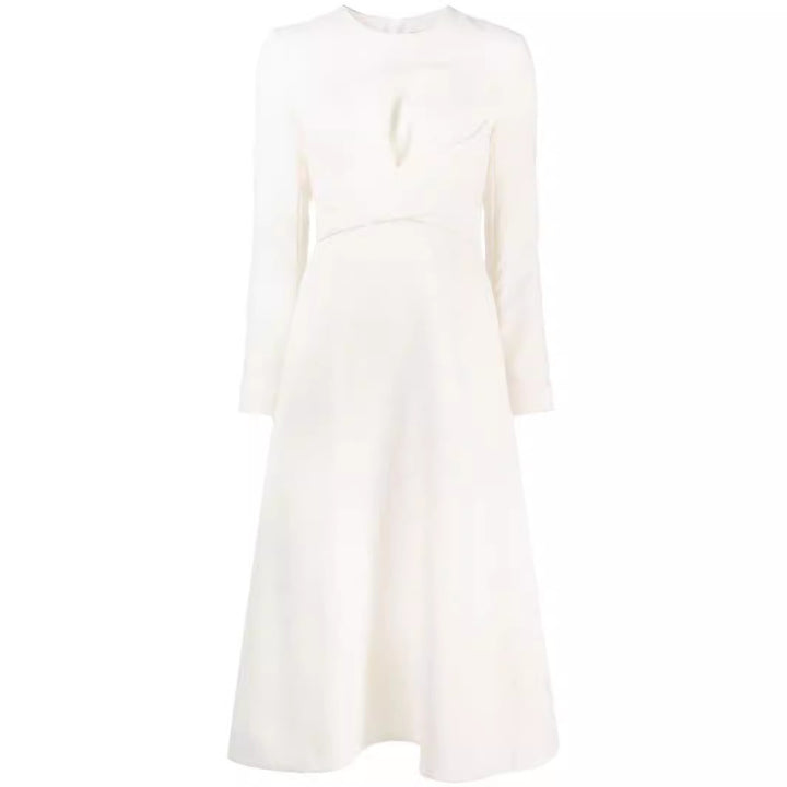 Damen Midikleid mit taillierter Drapierung und A-Linien Rock Echoarchiv