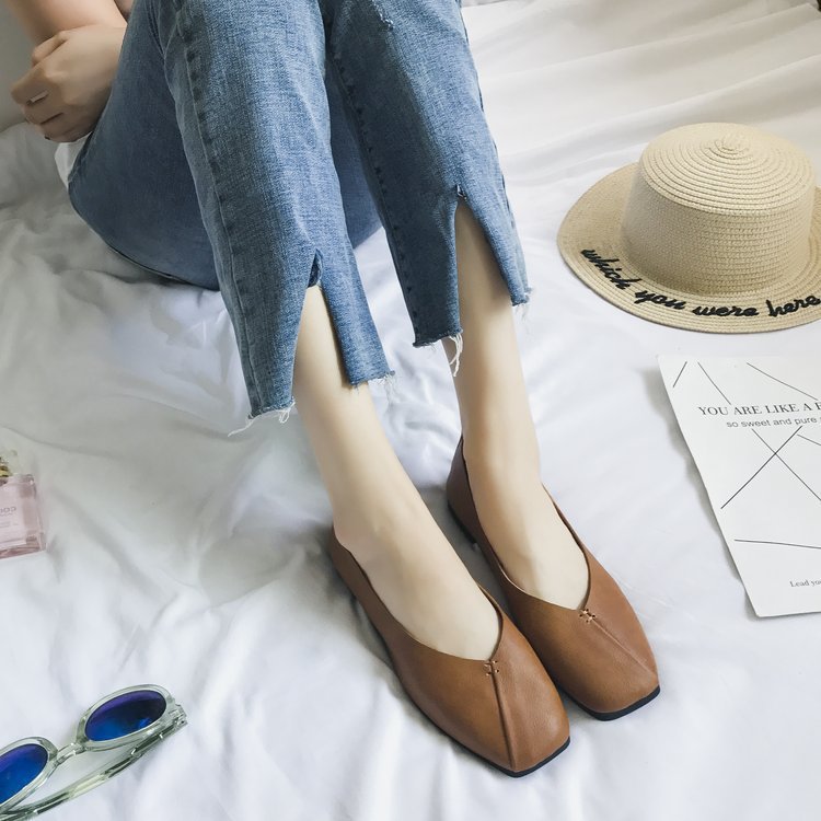 Damen nan quadratische Ballerina-Slipper aus weichem Kunstleder mit gepolstertem Komfortfußbett Echo Archiv