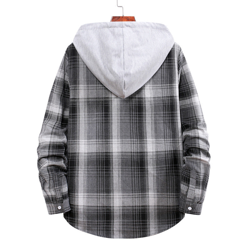 Herren Flanellhemdjacke mit Hood und modernem Karomuster Echoarchiv
