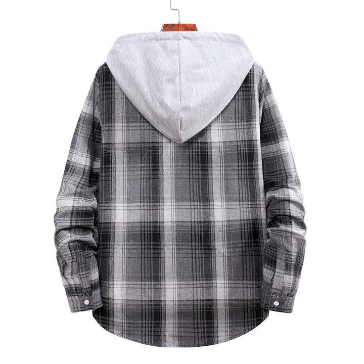 Herren Flanellhemdjacke mit Hood und modernem Karomuster Echoarchiv
