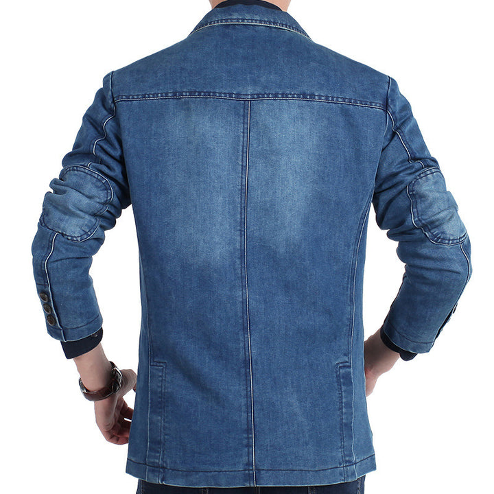 Herren nan Jeansblazer mit Used-Effekt, schmaler Schnitt, Brustleistentasche und aufgesetzten Taschen Echo Archiv