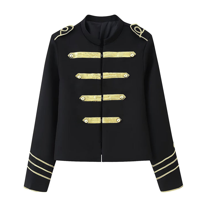 Damen Kurzblazer im Militärstil mit goldener Galonapplikation Echoarchiv