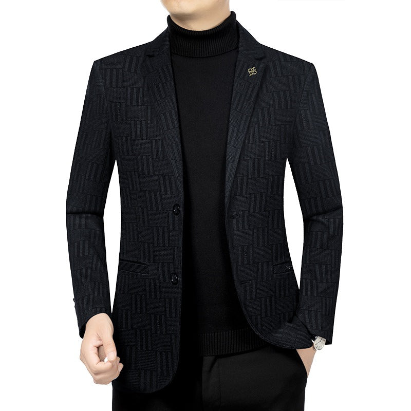 Herren Modernes Einreihiges City-Blazer mit aufgesetzten Taschen und leichter Halbfütterung – Tianoro
