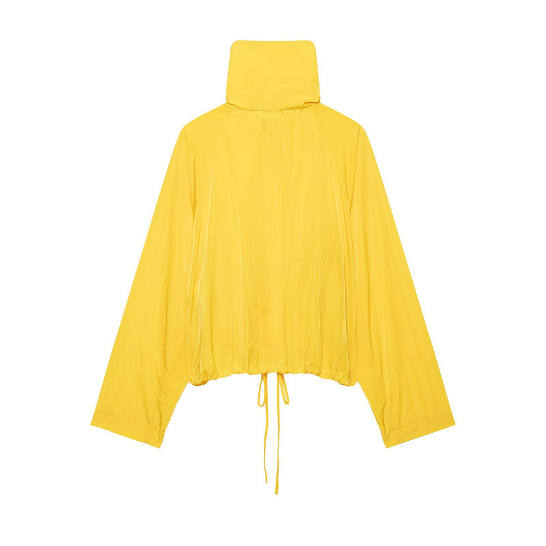Damen Leichte Cropped-Windjacke mit hohem Stehkragen und Tunnelzug Echo Archiv
