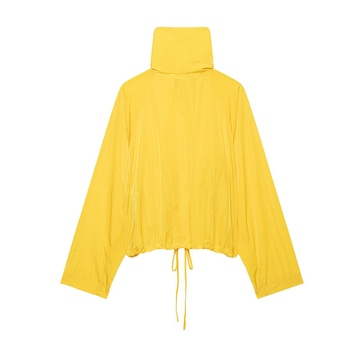 Damen Leichte Cropped-Windjacke mit hohem Stehkragen und Tunnelzug Echo Archiv