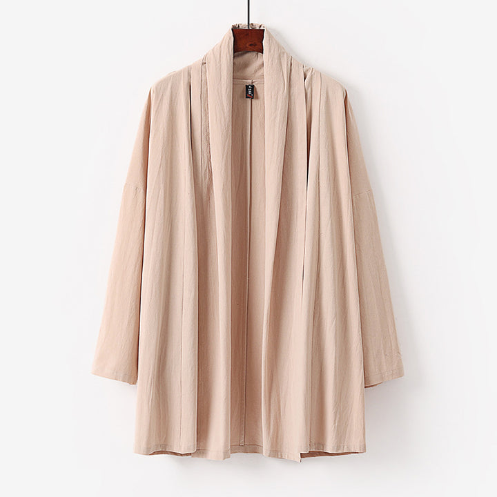Unisex Offene Kimono-Cardigan aus leichter Baumwoll-Leinen-Mischung Echoarchiv