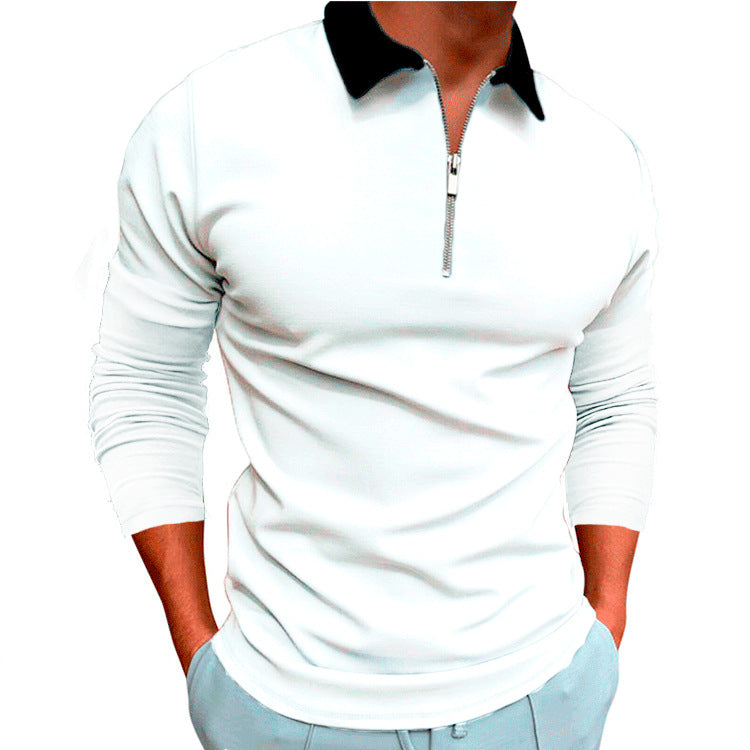Herren sportlicher Pullover mit 1/4 Reißverschluss und kontrastierendem Kragen Echoarchiv
