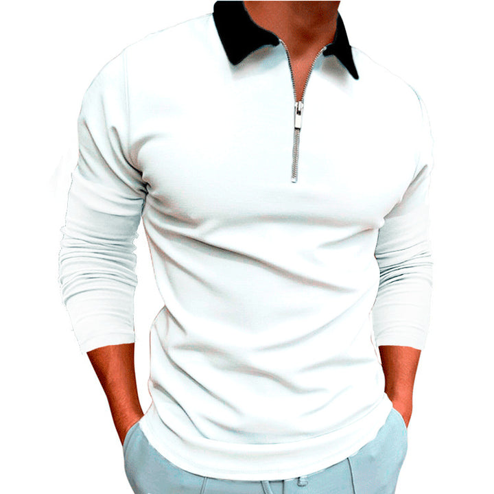 Herren sportlicher Pullover mit 1/4 Reißverschluss und kontrastierendem Kragen Echoarchiv