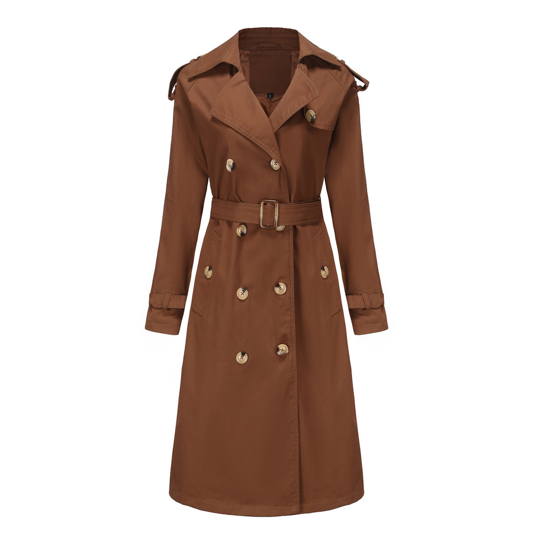 Damen nan Trenchcoat mit doppelreihiger Knopfleiste, Taillengürtel und Schulterklappen Echo Archiv