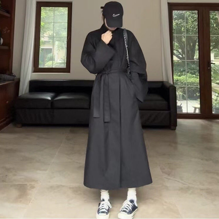 Damen Langer Mantel im Kimono-Stil mit Bindegürtel und weiter A-Linie Echoarchiv